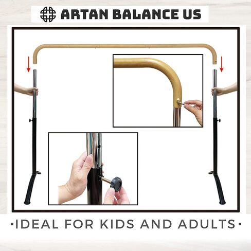 Artan Balance Ballet Barre Portable for Home or Studio, Height Adjustable Bar for Stretch, Pilates, Dance or Active Workouts, Single or Double Bar, Kids and Adults in Saudi Arabia