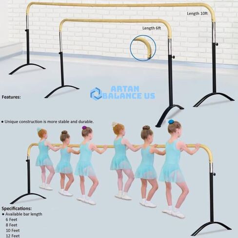 Artan Balance Ballet Barre Portable for Home or Studio, Height Adjustable Bar for Stretch, Pilates, Dance or Active Workouts, Single or Double Bar, Kids and Adults in Saudi Arabia