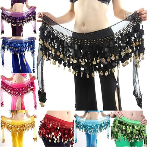 وشاح الورك للرقص الشرقي من WEKIOOBON، تنورة رقص بطن حلوة، لفافة الأداء، عملات معدنية لامعة، زي الرقص الشرقي للنساء in Saudi Arabia