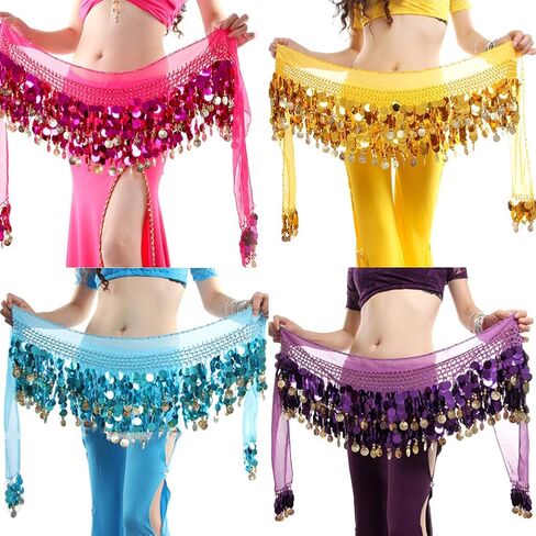 وشاح الورك للرقص الشرقي من WEKIOOBON، تنورة رقص بطن حلوة، لفافة الأداء، عملات معدنية لامعة، زي الرقص الشرقي للنساء in Saudi Arabia