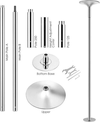 أقطاب متجرد للمنزل، عمود رقص ثابت لغرفة النوم، 45 مم قابل للإزالة للمبتدئين والمحترفين، عمود رقص للمنزل وصالة الألعاب الرياضية ونادي الحفلات، شديد التحمل بحد أقصى 400 رطل in Kuwait