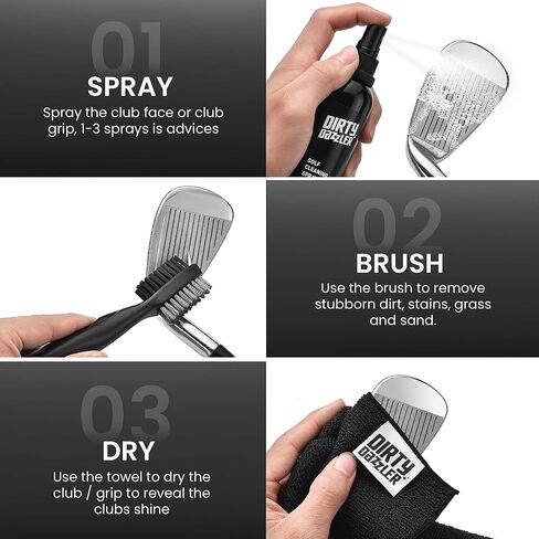Golf Club Cleaning Kit - Includes a Groove Cleaner Tool with Golf Club Cleaner Brush, Towel and Golf Club Cleaner Spray. in Saudi Arabia