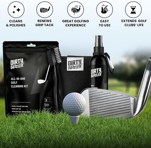 Golf Club Cleaning Kit - Includes a Groove Cleaner Tool with Golf Club Cleaner Brush, Towel and Golf Club Cleaner Spray. in Saudi Arabia