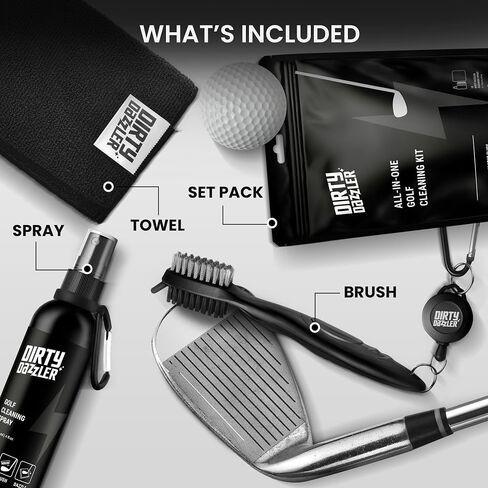 Golf Club Cleaning Kit - Includes a Groove Cleaner Tool with Golf Club Cleaner Brush, Towel and Golf Club Cleaner Spray. in Saudi Arabia