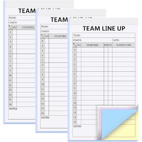 90 Sets Baseball/Softball Lineup Cards, 4 Part Carbonless, 16 Player Roster Line up Sheets for Coaches, Team, Sports (3 Pads, 4.5 x 8 Inch