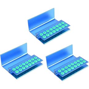 3Pcs Lab Bur Holder Block Aluminum Autoclavable Box Burs Storage Case 16 Holes Bur Holders with Sillicon Cover Blue