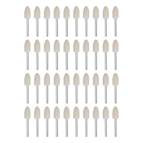 HARFINGTON 40pcs Wool Felt Mounted Mandrel Points 20mm Head 1/8 Inch Shank Conical Polishing Bits Burrs Felt Polishing Buffing Wheel for Rotary Tool