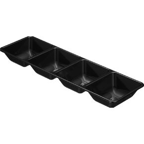 Plasticpro 4 Sectional Rectangle Plastic Disposable Serving Tray/Platter 5 X 16 White Pack of 4
