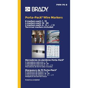Brady Porta-Pak Wire Markers (PWM-PK-8) - Black on White Vinyl Cloth, A Through Z, 0 Through 90, Symbols (1 Booklet) - 31208