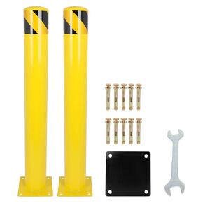 Safety Bollard, Safety Guard Bollard, 36In High 4.5 Diameter Safety Bollard, Yellow Steel Bollard, Parking Barrier Bollard, High Quality Carbon Steel, 2 Packs