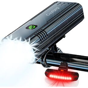 2025 New 9500 Lumens Super Bright Bike Lights for Night Riding,6LED 360°Rotatable Bike Headlight,Bicycle Light-10 Modes,Long Runtime, Upgrade Waterproof USB Rechargeable Bike Light,with Taillights