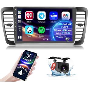 Hikity 4+64 جيجابايت لسيارة Subaru Legacy Outback 2005-2009 Android 13 راديو السيارة مع Apple Carplay Android Auto، شاشة لمس 9 بوصات دعم بطاقة SIM، WiFi GPS Bluetooth FM EQ كاميرا احتياطية MIC