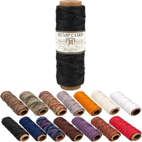 Craft County 100% Hemp Cord Spools – 205 ft (62.5m) Crafting Cord with a Polished Finish – Light Brown (0.5mm)
