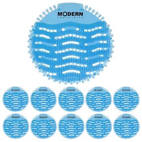 Modern Industrial Urinal Screen and Deodorizer (10-pack) Fits Most Top Urinal Brands at Restaurants, Offices, Schools (Blue Mist)