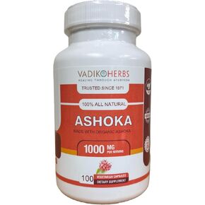 Vadik Herbs Ashoka bark (Saraca Indica) 1000 mg | Certified Organic | (100 Vegicaps) | Natural Herbal Support for Women’s Wellness