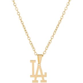 Los Angeles Necklace 18K Gold Plated Stainless Steel Pendant Necklace LA Link Chain L.A Pendant High Polished Finish Gift Idea