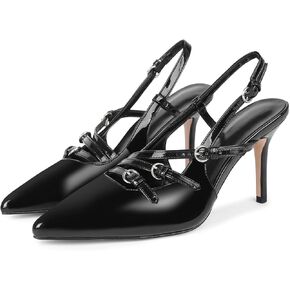 Slingback Kitten Heels for Women,3.3-in Heel Closed Pointed Toe with Adjustable Buckle Strap,Comfortable Stiletto Heels Heeled Sandals Pump Shoes Sexy,Elegant Party Dress Shoes