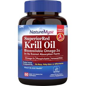 NatureMyst Krill Oil, Professional Grade 60 Liquid Softgels, Non-GMO, Gluten Free, Made in The USA
