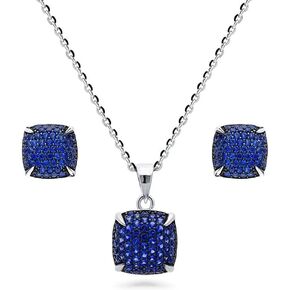 BERRICLE Sterling Silver Cubic Zirconia CZ Fashion Necklace and Earrings Set for Women, Rhodium Plated