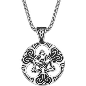 Celtic Knot Pendant Necklace for Men Stainless Steel Viking Necklace Silver Gold Norse Odin Amulet Talisman Protection Necklace Jewelry Gift for Men