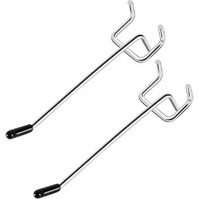 Pegboard Hooks, 25 Pack 4 inch Peg Board Hooks for Hanging, Quality Peg Board Hooks Fit 1/8" Metal Pegboards, Peg Board Hooks for Garage, Shop, Office, Crafts Organisation, Kitchen (Silver)