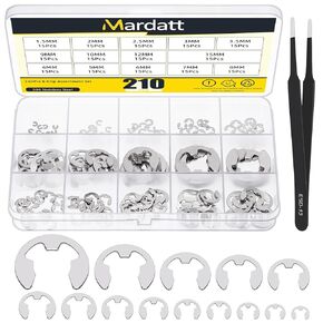 211Pcs Stainless Steel E-Clip Assortment Set, E-Clip Circlip External Retaining Rings - 1.5mm, 2mm, 2.5mm, 3mm, 3.5mm, 4mm, 5mm, 6mm, 7mm, 8mm, 9mm, 10mm, 12mm, 15mm