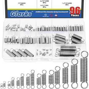 Glarks 60pcs Stainless Steel Extension Springs with Double Hook Sets 12 Sizes Small Spring Tension Spring Wire Assortment for Machinery Construction Industrial