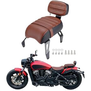 Passenger Seat Backrest, Detachable Motorcycle Rear Seat, Soft Leather Passenger Seat & Backrest Pad Set Fit for Indian Scout Bobber 2018-2023 Replace OEM Number: 2882853-VBA (Black)