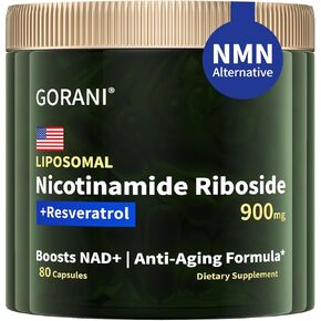 Gorani NAD+ Supplement 900mg - Nicotinamide Riboside and NMN for Boosting Cellular Energy & Anti-Aging (80 Count (Pack of 1))