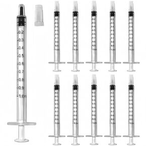 50 Pcs 1ml 1cc Syringe No Needle Plastic Syringe with Caps for Pets Oral, Refilling, Oil or Glue Applicator, Measuring or Transfering Tiny Amount of Liquids