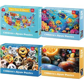 100 Piece Puzzles for Kids Ages 4-8 - Dogs Flowers Donuts Cats Puzzles - Large Puzzles for Senior Jigsaw Puzzle for Kids Ages 4-6 6-8 8-10 Year Old Educational Puzzles Toys 4-Pack 15"x11"