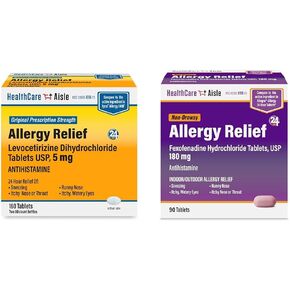 HealthCareAisle Allergy Relief - Levocetirizine Dihydrochloride Tablets USP, 5 mg – 80 Tablets – Original Prescription Strength Allergy Medication, 24-Hour Allergy Relief, 80 Count (Pack of 1)