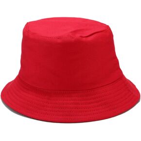 Solid Color Bucket Hat Suede Classic Fisherman Hats Winter Reversible Packable Cap, Wine Red in Kuwait