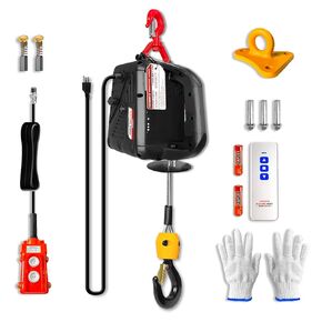3 in 1 Electric Hoist Winch, 1100lbs Portable Electric Power Winch with Wire and Wireless Remote Control, 110V Electric Hoist Crane, Overload Protection 25ft Lifting Height for Towing (Black)
