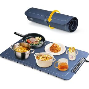 Electric Warming Tray,Full Surface Heating Tray with 3 Temperature Settings Anti-Touch Lock,Silicone Warming Tray for Food,Foldable Roll Up Food Warmer for Gatherings,Parties,Everyday Use
