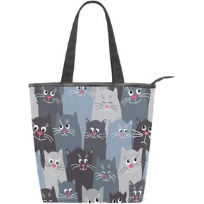 JSTEL Canvas Tote Bag for Women with Zipper,Lady Tote Bag Canvas Tote Purse Canvas Handbag for Work Travel