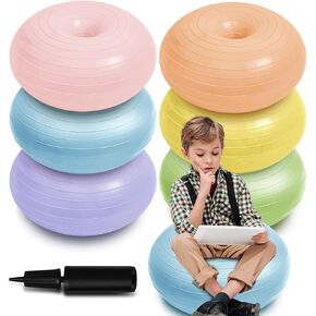6 Pcs Flexible Seating for Classroom Elementary Yoga Ball Chairs for Kids Inflatable Yoga Ball Office Chair Stability Balance Trainer with Black Inflator Student Desk Chairs(Boho Color)