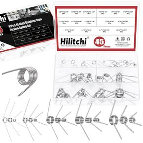 Hilitchi 45 قطعة من الفولاذ المقاوم للصدأ التواء زنبركي صغير التواء زنبركي 45/90/120 درجة على شكل حرف V زنبرك ضغط ميكانيكي مجموعة متنوعة من النوابض المضغوطة لأدوات إصلاح الأعمال الخشبية DIY in Kuwait