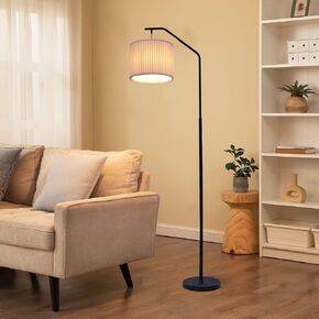 Floor Lamp,9W LED Edison Bulbs Included Adjustable lamp head Standing Lamp with Foot Switch with Pleated Lampshade, 68"Tall Floor Lamp Reading for Living Room Bedroom Office Classroom Dorm Room