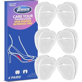 Metatarsal Pads for Women 6 Pairs Gel Ball of Foot Cushions, High Heel Inserts for Pain Relief Anti-Slip Invisible Design, High Heel Comfort Pads, All Day Pain Relief One Size Fits All