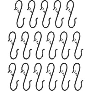 HARFINGTON 17pcs S Hooks 3.5 Inch S-Shaped Metal Hook Hanger with Safety Buckle for Hanging Plants Clothes Pots and Pans Kitchen Utensil Bags, White