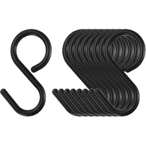 HARFINGTON 9pcs S Hooks 3.5" Plastic Hanging S Shaped Hooks Large S Hanger Closet Rod Hooks for Hanging Kitchen Utensils Cups Plants Jewelry Jeans Clothes Towels Tools, Black