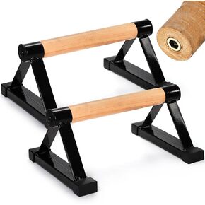 TOPZEA Push Up Bar Handles, Solid Wood Parallettes Bars with Heavy Duty Steel Bracket, Anti-slip Handstand Bar for Strength Training, Calisthenics, Home Gym Floor Workout Equipment, Support Max 600 lb