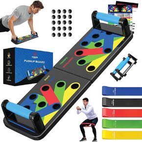 Push Up Board for Men & Women | Foldable Pushup Board with 5 Resistance Bands Multi | Function Push Up Board for Floor | Fitness Strength & Exercise Training Equipment for Workout