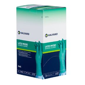 HALYARD Surgical Gloves Latex Micro Sterile Individually Wrapped Pairs Powder Free Medical Disposable Gloves, 7.5 mil, Size 8.0 Large, Teal, SGL60080 (Box of 50 Pairs - 100 Total)