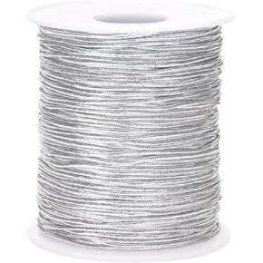 Anwyll Elastic Cord,Gold Elastic Ribbon,110 Yards×1MM Metallic Tinsel Stretch Cord,Elastic String,Braiding Rope for Gift Wrapping,Crafts,Ornaments Hanging,Jewelry Making,Bracelets,Hair Decorations