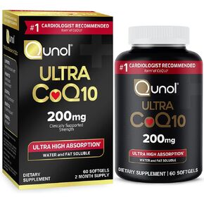 Qunol CoQ10 200mg Softgels, Ultra CoQ10 - Ultra High Absorption Coenzyme Q10 Supplements - Antioxidant Supplement for Vascular and Heart Health & Energy Production, 90 Count