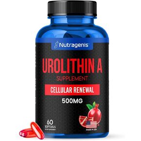 Urolithin A Supplement - 60 Softgel - Advanced Cellular Renewal & Vitality - Mitoceutical for Enhancing Muscle Strength - Made in USA