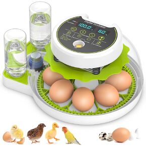 Egg Incubator with Automatic Egg Turning and Humidity Control, Chicken Incubators for Hatching Eggs, Built-in Egg Candle, Holds 18 Eggs, Suitable for Hatching Chickens, Quails, Ducks, Parrots, Geese