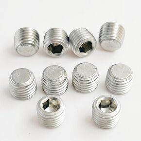 10pcs PIPE PRESSURE PLUG 1/16"" NPT stainless steel Male Thread Hex Internal Head Socket Cap Fitting block off Hex Countersunk Plugs, Silver, 10NPT1f16-S04